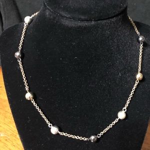 Silver, black, and gold beads necklace